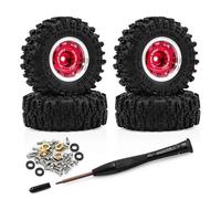 RC Car Repair Kit For SCX30 For Ascent-32 1/30 RC Car Metal 4PCS 40mm Deep Dish Beadlock Wheels Tires Upgrade Parts Modify Accessories(Red,Type 1)