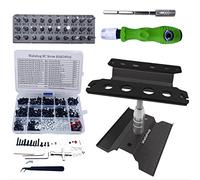 RC Car Repair Tool Set-634 Pcs Screw Kit-360 Degree Rotation Liftable Repair Workbench-32 Pcs Screwdriver Set-1/16 1/12 1/10 1/8 All Kinds of Remote Control Trucks, Cars, Trains, Planes, etc (Black)