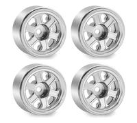 RC Car Replacement For SCX30 For Ascent-32 1/30 4pcs Metal Deep Dish 0.7inch Beadlock Wheel Hub Rim RC Crawler Car Upgrade Repair Modify Parts(Silver)