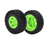 RC Car Tires 1/10 Scale High Performance Anti Wear Non Slippery Off Road B Type Tires with Fluorescent Green Hub for Remote Control Vehicles 2 Pack 122mm Diameter 47mm Width