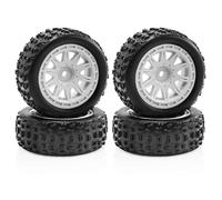 RC Car Tires Rims Set Compatible With Arrma 2S For Typhon For Grom 1/18 RC Car Upgrade Replacement Parts Accessories 69mm Rubber Tires 12mm Hex(Silver)