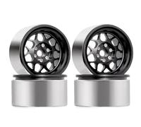RC Car Tires Rims Set Compatible With Axial For SCX10 For Traxxas For TRX4 For TRX6 1/10 RC Car Parts 2.2" Metal Beadlock Wheel Rims Wheel Hub 12mm Hex(Black)