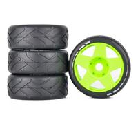 RC Car Tires Rims Set For 1/7 1/8 4PCS Rubber Hot Melt Tires Wheels 103x40mm Adapter 17mm RC Model Car Flat For Racing Upgrade Accessories Parts(Green)