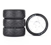 RC Car Tires Rims Set For 1/7 1/8 4PCS Rubber Hot Melt Tires Wheels 103x40mm Adapter 17mm RC Model Car Flat For Racing Upgrade Accessories Parts(WHITE)