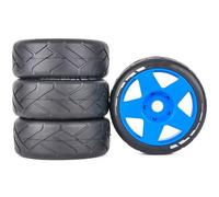 RC Car Tires Rims Set For 1/7 1/8 4PCS Rubber Hot Melt Tires Wheels 103x40mm Adapter 17mm RC Model Car Flat For Racing Upgrade Accessories Parts(Blue)