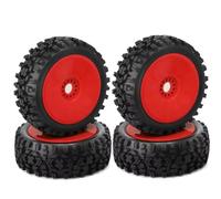 RC Car Tires Rims Set For 1/8 4PCS Wheel Tire Rubber 120MM 112MM Tire 17Mm Hub Hex RC Car Monster Truck Off-Road Upgrade Accessories Replacement Parts(Red)