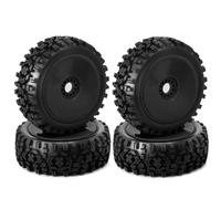 RC Car Tires Rims Set For 1/8 4PCS Wheel Tire Rubber 120MM 112MM Tire 17Mm Hub Hex RC Car Monster Truck Off-Road Upgrade Accessories Replacement Parts(Black)
