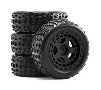RC Car Tires Rims Set For Arrma 2S For Typhon For Grom 1/18 4pcs 69mm Rubber Tire Tyre 12mm Hex RC Car Upgrade Parts Accessories(Black)