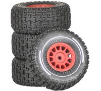 RC Car Tires Rims Set For Arrma For Mojave For Grom 4x4 1/14 For Desert Off-Road Wheels Upgrades For Small Scale For Smart RC Trucks Parts(Red)