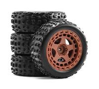 RC Car Tires Rims Set For Arrma For Typhon For Grom 2S 1/18 4pcs 69mm Rubber Tires 12mm Hex RC Car Upgrade Accessories Replacement Parts(Brown)