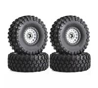 RC Car Tires Rims Set For Axial For SCX10 For Wraith RR10 Capra For Traxxas For TRX4 YK4082 YK4083 1/10 135mm Metal 2.2" Beadlock Wheel Rim Tire Set RC Crawler Car(Silver)