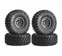 RC Car Tires Rims Set For Axial For SCX10 For Wraith RR10 Capra For Traxxas For TRX4 YK4082 YK4083 1/10 135mm Metal 2.2" Beadlock Wheel Rim Tire Set RC Crawler Car(Black)