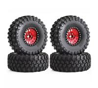 RC Car Tires Rims Set For Axial For SCX10 For Wraith RR10 Capra For Traxxas For TRX4 YK4082 YK4083 1/10 135mm Metal 2.2" Beadlock Wheel Rim Tire Set RC Crawler Car(Red)