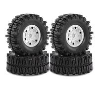 RC Car Tires Rims Set For Axial For SCX10 For Wraith RR10 For Capra For Traxxas For TRX4 YK4082 1/8 1/10 4pcs 130mm 2.2" Beadlock Wheel Rim Tire Set RC Crawler Car(White)