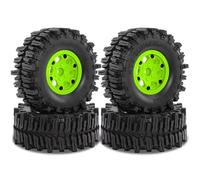 RC Car Tires Rims Set For Axial For SCX10 For Wraith RR10 For Capra For Traxxas For TRX4 YK4082 1/8 1/10 4pcs 130mm 2.2" Beadlock Wheel Rim Tire Set RC Crawler Car(Green)