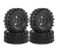 RC Car Tires Rims Set For Axial For SCX10 For Wraith RR10 For Capra For Traxxas For TRX4 YK4082 1/8 1/10 4pcs 130mm 2.2" Beadlock Wheel Rim Tire Set RC Crawler Car(Black)