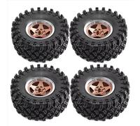 RC Car Tires Rims Set For Axial For SCX10 For Wraith RR10 For Capra For TRX4 1/10 4Pcs 136Mm Metal 2.2Inch Beadlock Wheel Rim Tire Set RC Crawler Car(Brown)