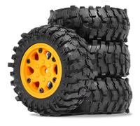 RC Car Tires Rims Set For Axial For SCX10 Pro For Capra For Traxxas For TRX4 D90 1/10 4pcs 88mm 1.9" Beadlock Wheel Rim And Soft Rubber Tire Set RC Crawler Car(Yellow)