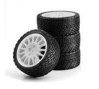 RC Car Tires Rims Set For Kyosho For Tamiya 1/10 4pcs 67mm WRC C3 For Rally Tire With Wheel Rim RC Car Upgrade Accessories Replacement Parts(White)