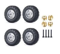 RC Car Tires Rims Set For Kyosho Miniz 4x4 For Wrangler For Rubicon 1/24 4Pcs Metal Wheel Rims Rubber Tires Adapter RC Car Truck Parts(B)