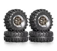 RC Car Tires Rims Set For SCX24 For TRX4M For FMS For FCX24 For FCX18 AX24 1/18 1/24 Aluminum 1.0 Beadlock Wheels And Tires 4pcs OD 55 * 23mm RC Crawler Tires(Brown)