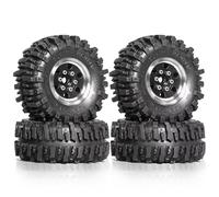 RC Car Tires Rims Set For SCX24 For TRX4M For FMS For FCX24 For FCX18 AX24 1/18 1/24 Aluminum 1.0 Beadlock Wheels And Tires 4pcs OD 55 * 23mm RC Crawler Tires(Black)