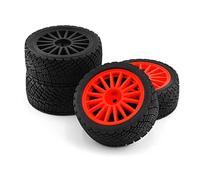 RC Car Tires Rims Set For Tamiya XV01 XV02 For TT01 For TT02 PTG-2 WRC For Hyundai I20 1/10 4pcs 67mm Rubber Tire Wheel Tyre RC For Rally For Racing Car Upgrade Parts(Red black)