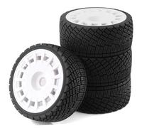 RC Car Tires Rims Set For Thunder God For KM C3 Feishen 1/8 For Rally Car Tire 17MM Adapter Upgrade Accessories Replacement Parts(White)