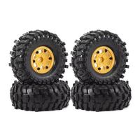 RC Car Tires Rims Set For Traxxas For TRX4 D90 D110 For Axial For SCX10 For MST 1/10 4pcs 118mm 1.9" Beadlock Wheel Rim Rubber Tire Set RC Crawler Car(Yellow)