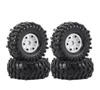 RC Car Tires Rims Set For Traxxas For TRX4 D90 D110 For Axial For SCX10 For MST 1/10 4pcs 118mm 1.9" Beadlock Wheel Rim Rubber Tire Set RC Crawler Car(WHITE)