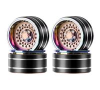 RC Car Tires Rims Set For TRX4 For TRX6 For Axial For SCX10 For FMS For Redcat Gmade 1/10 Rainbow 1.9 Beadlock Wheel Adjustable Offset -10mm/-13mm Aluminum Rim(Brown)
