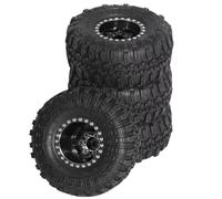 RC Car Tires Rims Set For TRX4M For SCX24 AX24 For FCX24 1/18 1/24 Aluminum Alloy 4pcs 57mm 1.0" Metal Beadlock Wheel Tire Set RC Car Upgrade Part Accessories(Black)