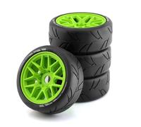 RC Car Tires Rims Set For Yuejie WRC 1/8 Rc For Rally Car Flat-out GT Tire For Racing On Highway 17mm Coupler Upgrade Accessories Replacement Parts(Green)
