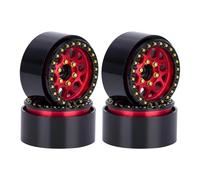 RC Car Tires Wheels Compatible With SCX10 TRX4 For Capra VS4-10 For Redcat Gen8 For LCG Tires Aluminum Alloy CNC 1.9in Beadlock Wheel Hub 1/10 RC Car(Red)