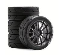 RC Car Tires Wheels Compatible With Tamiya For TT01 For TT02 XV01 For HPI WR8 For HSP 1/10 1/14 RC For Racing Tires Wheels 12mm Hex Upgrade Set 4PCS 65mm(Black)