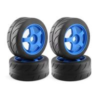 RC Car Tires Wheels Tyres Compatible With Arrma For Infraction For Limitless For Felony 1/7 RC Car Upgrade Parts 5-Spoke 100x42mm Tire Tyre 17mm Wheel Hex 4pcs(Blue)