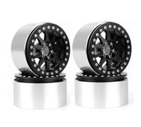 RC Car Tires Wheels Tyres Compatible With Axial For SCX10 90046 For CAPRA RR10 For Wraith RBX10 For Yeti Metal 2.2 Inch Beadlock Wheel Rim For 1/10 RC Crawler Car(Black)