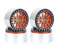RC Car Tires Wheels Tyres Compatible With Axial For SCX10 90046 For CAPRA RR10 For Wraith RBX10 For Yeti Metal 2.2 Inch Beadlock Wheel Rim For 1/10 RC Crawler Car(Orange)