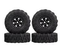RC Car Tires Wheels Tyres Compatible With Axial For SCX24 AX24 For TRX4M For FCX24 1/18 1/24 RC Crawler Car 4Pcs 62X21mm 1.0 Inch Metal Beadlock Wheel Rim Tire Set(Black)
