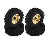 RC Car Tires Wheels Tyres Compatible With Axial For SCX24 AX24 For TRX4M For FMS 1/18 1/24 RC Crawler Car Parts Metal 1.0" Beadlock Deep Dish Wheel Tire Set 4pcs(Yellow)