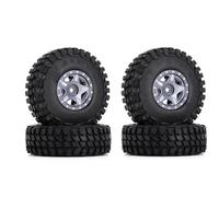 RC Car Tires Wheels Tyres Compatible With Axial For SCX24 AXI00001 For Deadbolt For Gladiator 52 * 18mm 1.0" Beadlock Wheel Rims Tires Set For 1/24 RC Crawler Car(Silver,B)