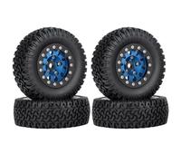 RC Car Tires Wheels Tyres Compatible With Axial For Yeti Jr For D90 4PCS 76Mm 1.55 Metal Beadlock Wheel Rims Tires Set For 1/10 RC Crawler Car(Blue)