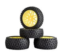 RC Car Tires Wheels Tyres Compatible With HSP For HP 1/10 RC For Buggy Tires Mount Upgrade Remote Control Car Accessory For RC Off Road Car 12mm Hex Hub(Yellow)