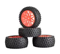 RC Car Tires Wheels Tyres Compatible With HSP For HP 1/10 RC For Buggy Tires Mount Upgrade Remote Control Car Accessory For RC Off Road Car 12mm Hex Hub(Red)