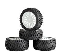 RC Car Tires Wheels Tyres Compatible With HSP For HP 4pcs/Lot Rubber RC 1/10 Buggy Wheels Tires 12mm Hex RC Accessory Rubber Tire Replacement Parts(White)