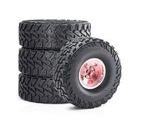 RC Car Tires Wheels Tyres Compatible With Traxxas For TRX4 D110 For Axial For SCX10 For MST 1/10 RC Crawler Car 120mm 1.9" Metal Beadlock Wheel Rim Rubber Tire Set(Pink)