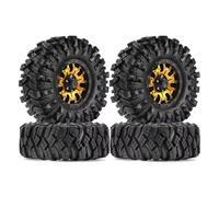 RC Car Tires Wheels Tyres Compatible With Traxxas For TRX4 D90 For Axial For SCX10 1/10 RC Crawler Car 4pcs 110mm Metal 1.9" Beadlock Wheel Rim Rubber Tire Set(Yellow)