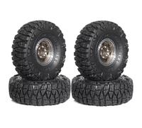 RC Car Tires Wheels Tyres Compatible With TRX4M For SCX24 AX24 For FCX24 1/18 1/24 RC Crawler Car Parts Accessories 4pcs 60mm 1.0" Metal Beadlock Wheel Tire Set(Brown)