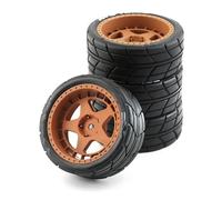 RC Car Toys Parts For Tamiya For TT01 TT01E For TT02 For TT02B XV01 TA06 PTG-2 1/10 4pcs 65mm Rubber Tire Wheel Tyre 12mm Hex RC For Racing Car Upgrades Parts(Yellow 2)