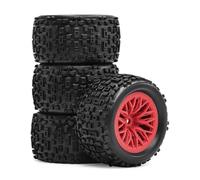 RC Car Tyre For Arrma For Typhon For Grom For Granite 1/18 4pcs 12mm Hex Wheel Tire Upgrade Parts Model Accessories RC Car Modified Replace(Red)